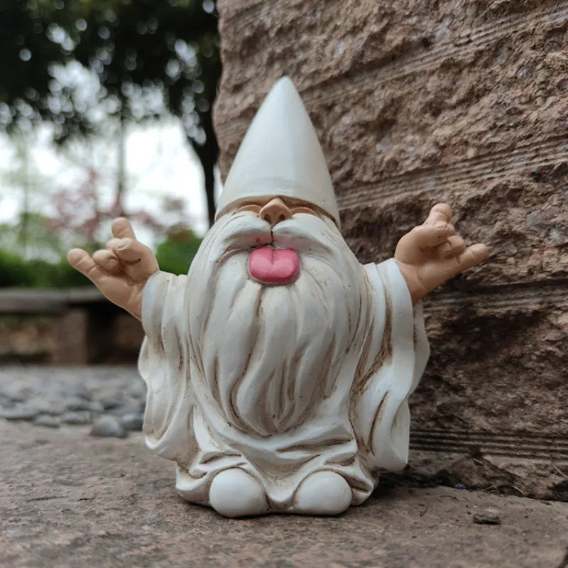 Garden Gnome Statue Durable Resin Tongue-Out Design