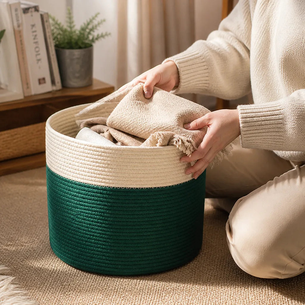 Modern Minimalist Handmade Cotton Storage Basket