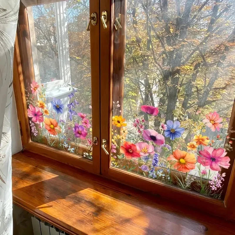 Window Clings Watercolor Floral Double-Sided Set of 3