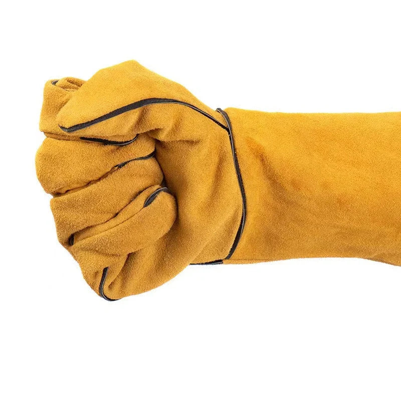 BBQ Gloves 14-Inch Cowhide Leather Cotton-Lined
