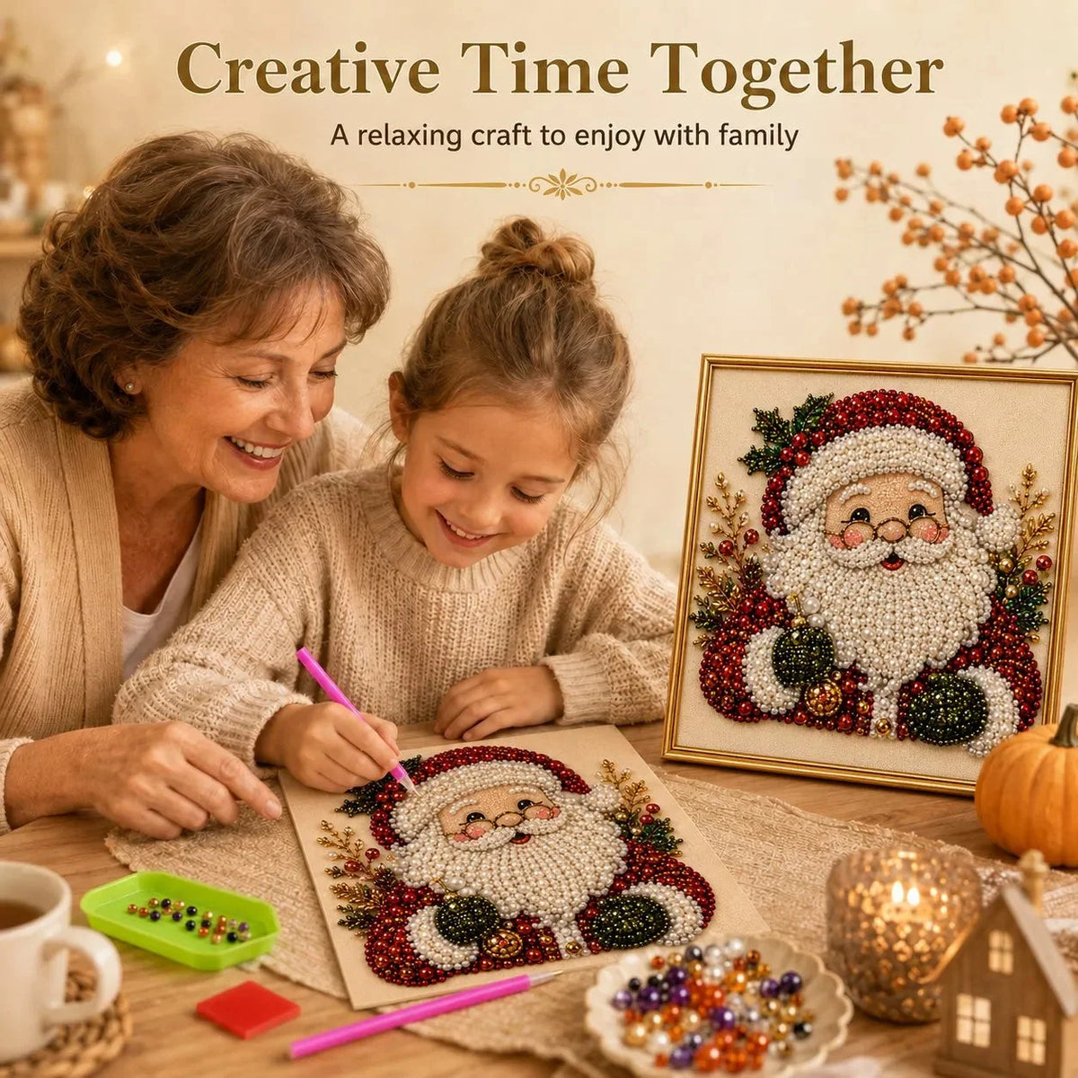 Bead Art Kit Christmas Pearl Beads With Display Frame