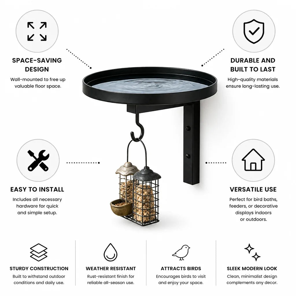 Bird Bath Wall-Mounted Space-Saving Design