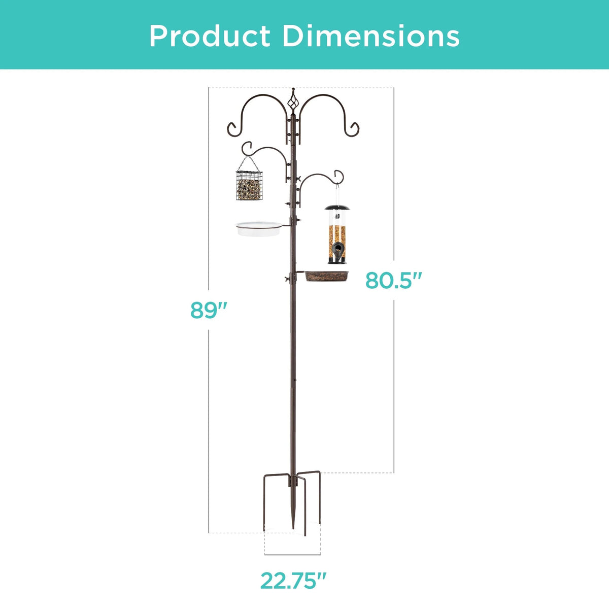 Bird Feeding Station Steel 4-Hook Feeder Set