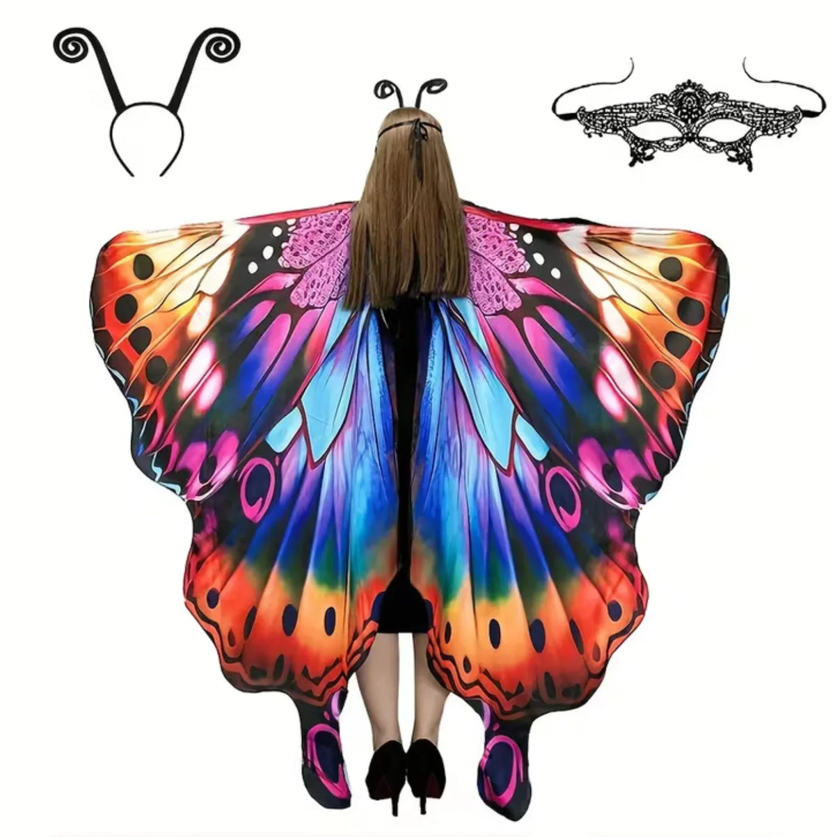 Butterfly Wing Shawl Double-Sided Print With Matching Headband