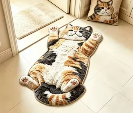 Cat Rug Cat-Shaped Washable Non-Slip Backing