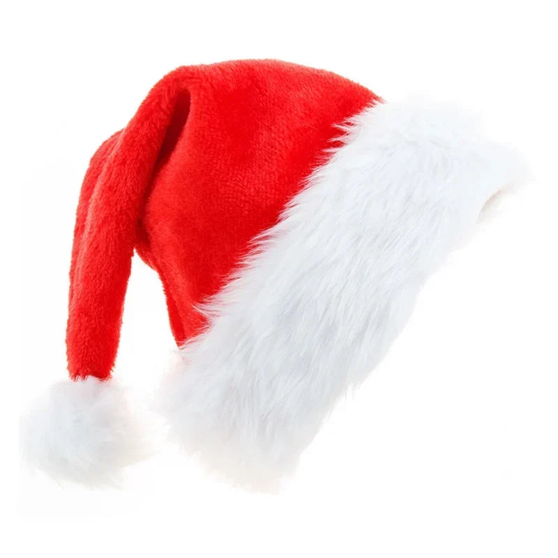 Christmas Hat Soft Fleece White Faux Fur Trim One Size Fits Most