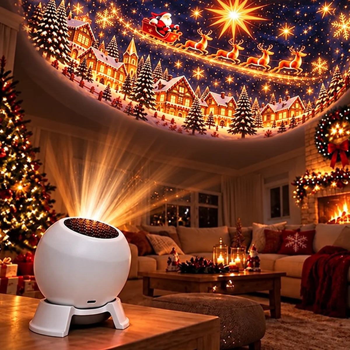 Christmas Projection Night Light USB Powered Compact