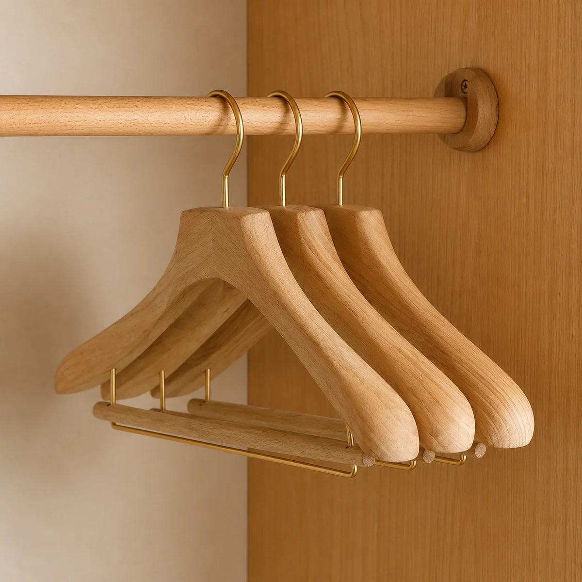 Clothes Hangers Camphor Wood Wide Shoulders Set of 3