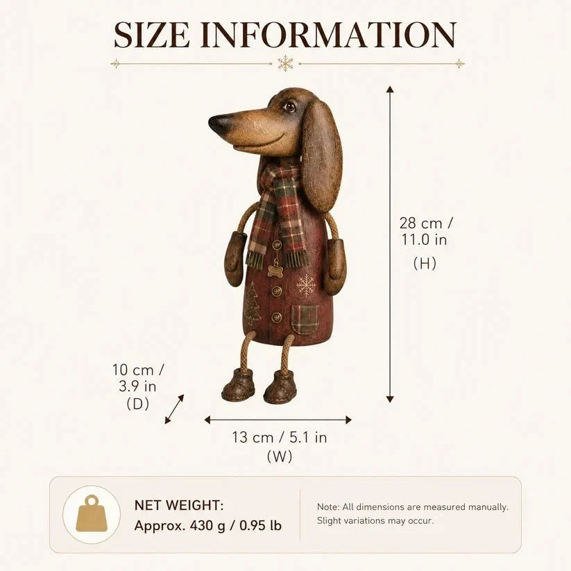 Dachshund Shelf Sitter Christmas Decor Plaid Scarf Rope Legs