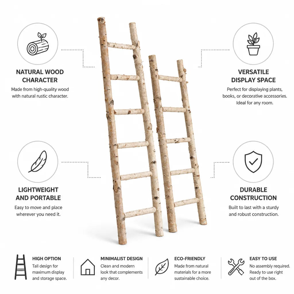 Display Ladder Natural Wood Lightweight & Durable