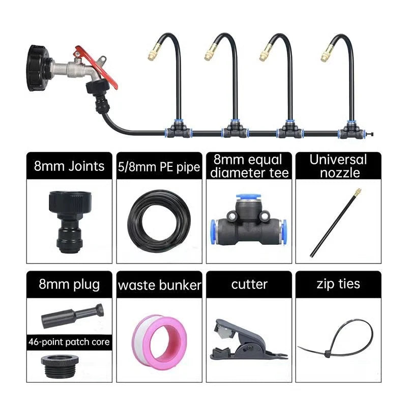 Garden Irrigation System 360° Adjustable Nozzles Quick-Connect Hose Kit