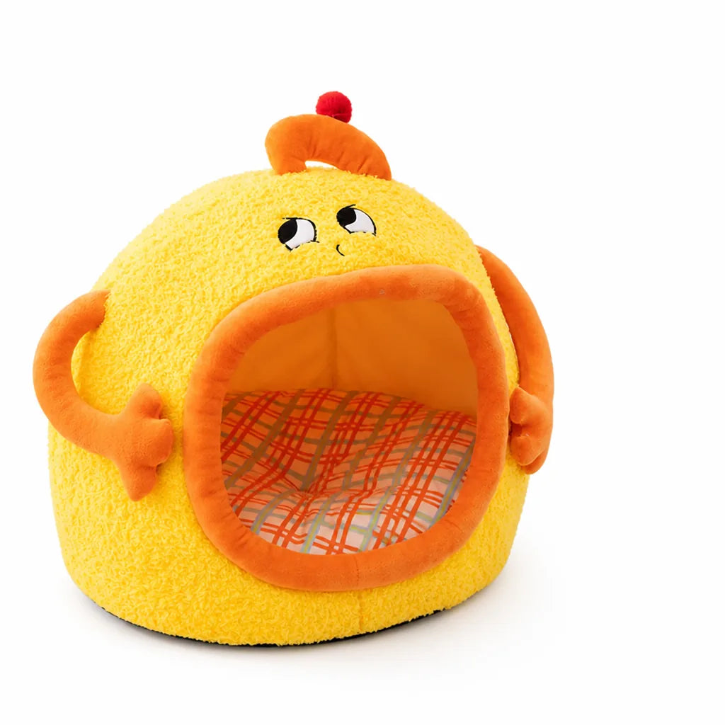 Half-Open Roof Fabric Pet Bed (For Cats & Dogs)