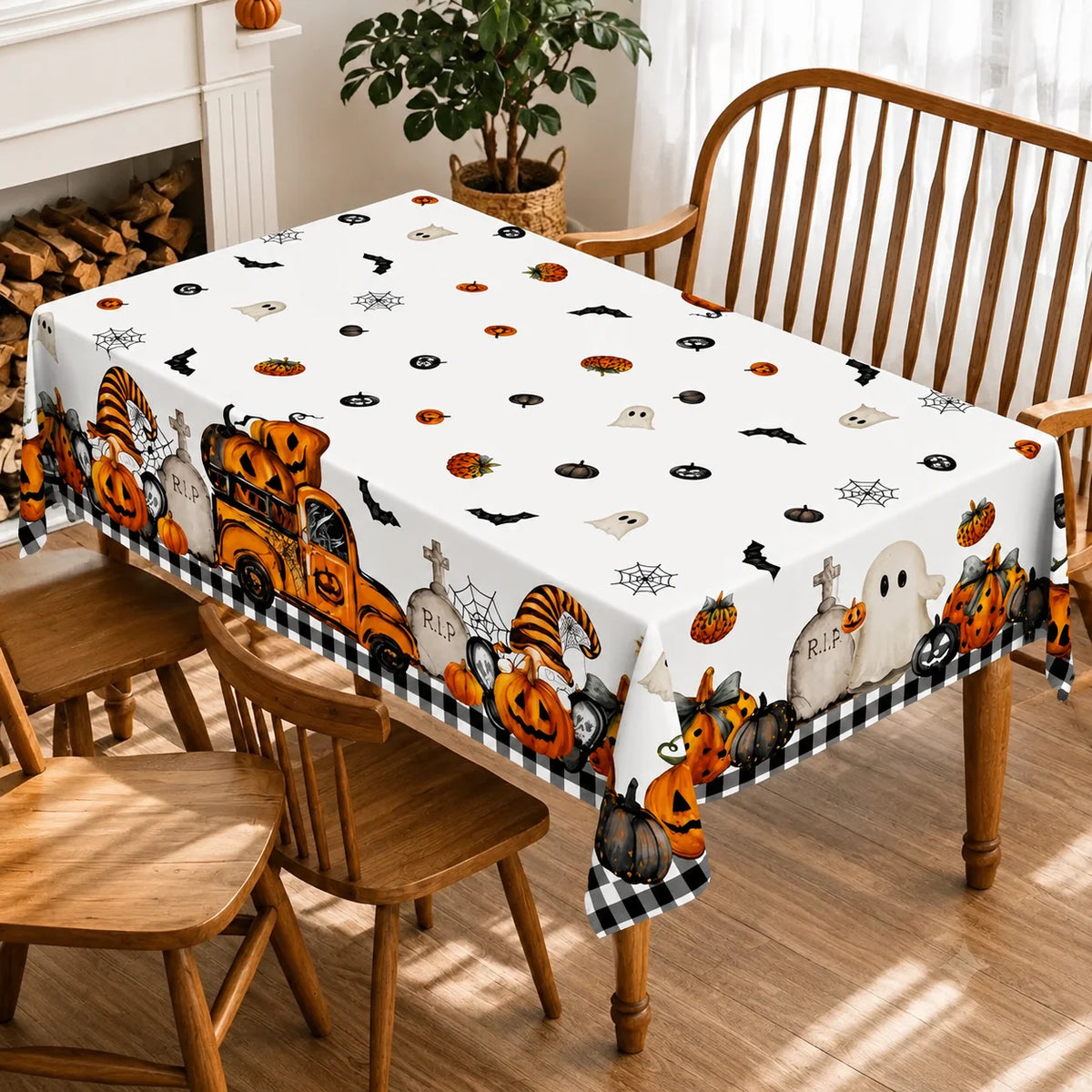 Halloween Tablecloth Lightweight Polyester Foldable for Storage