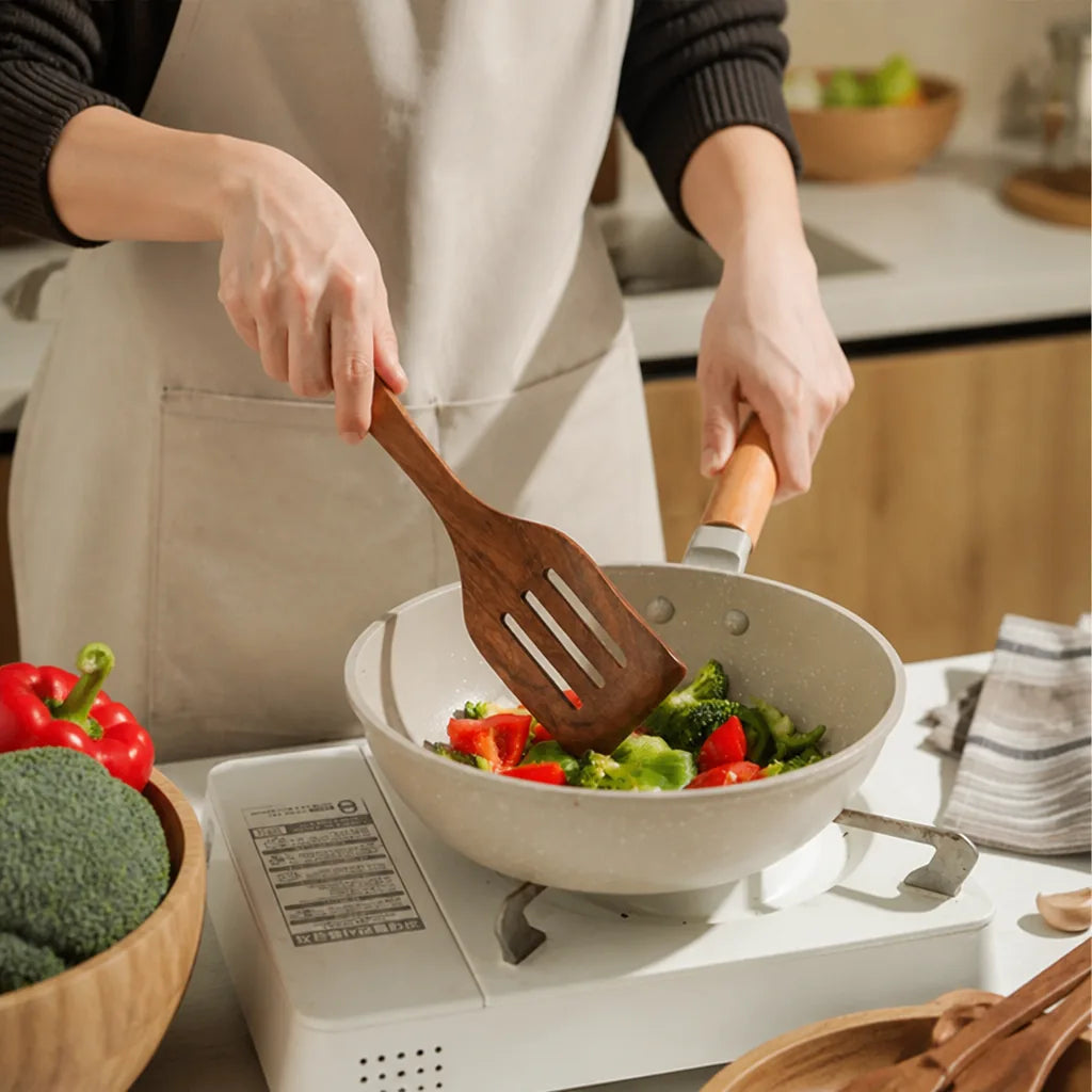 Heat-Resistant Wood Kitchen Utensil Set (7-Piece)
