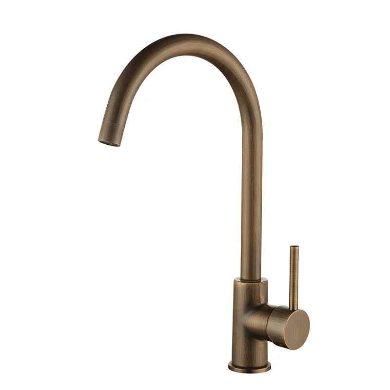 Kitchen Faucet 304 Stainless Steel 360° Swivel Antique Brass Finish