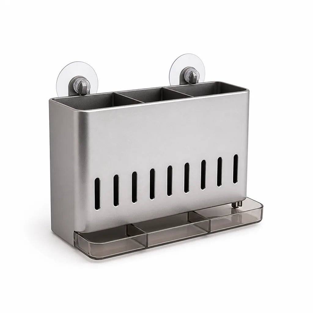 Kitchen Wall Shelf No-Drill Suction Mount With Hooks