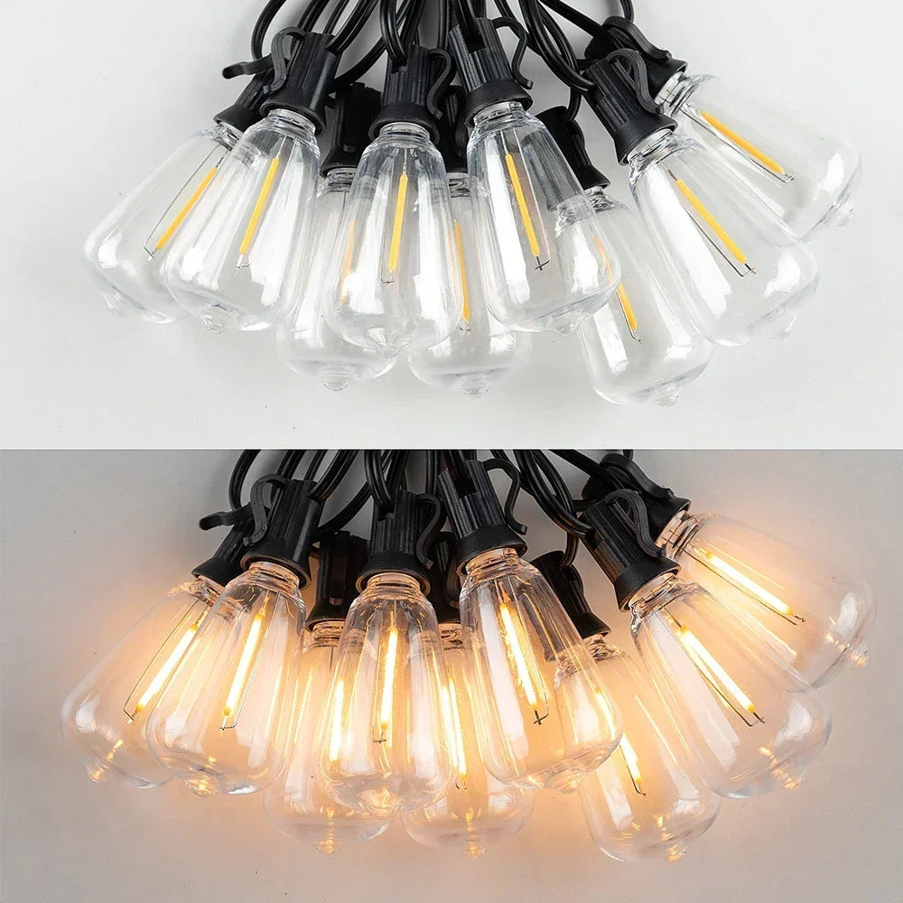 Outdoor String Lights Solar-Powered Weather-Resistant 10 Shatter-Resistant Bulbs