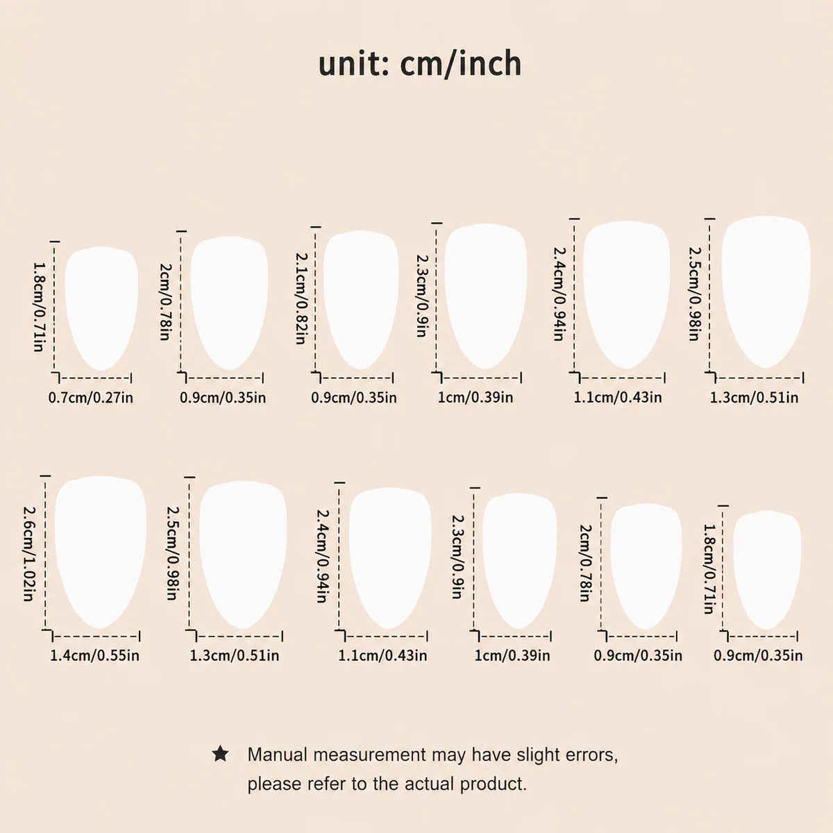 Press-On Nails Short Almond Chocolate Ombré French Tips Set of 24