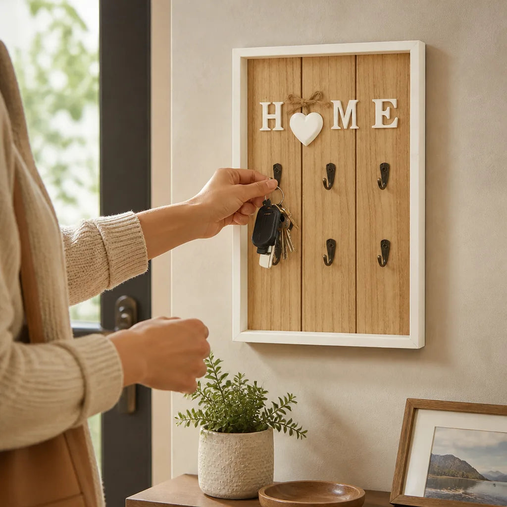 Rustic Wooden Wall-Mounted Key Holder