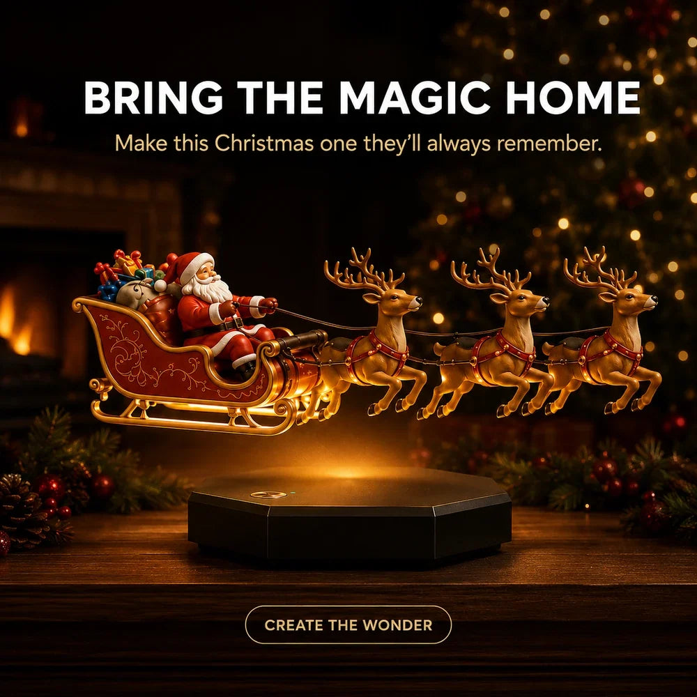 Santa Sleigh Decor Magnetic Levitation Illuminated Base
