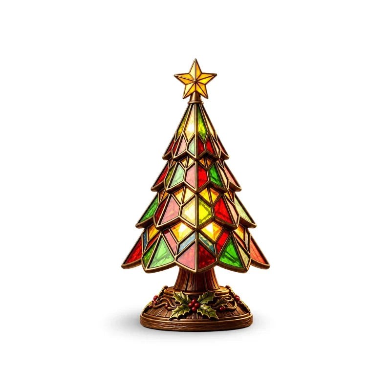 Table Lamp Glass Christmas Tree Colorful Glow