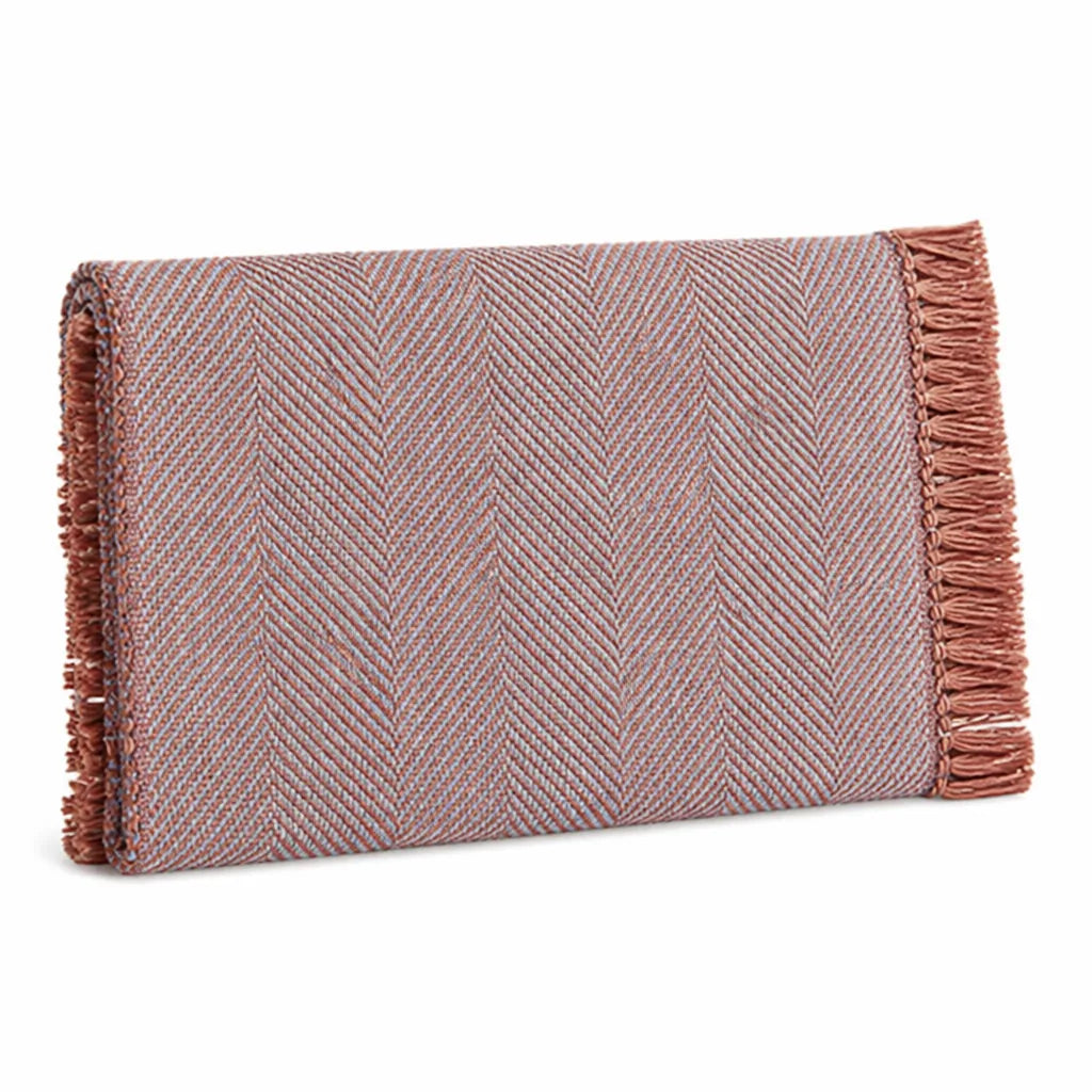 Table Runner Handwoven Herringbone Cotton Blend With Fringe