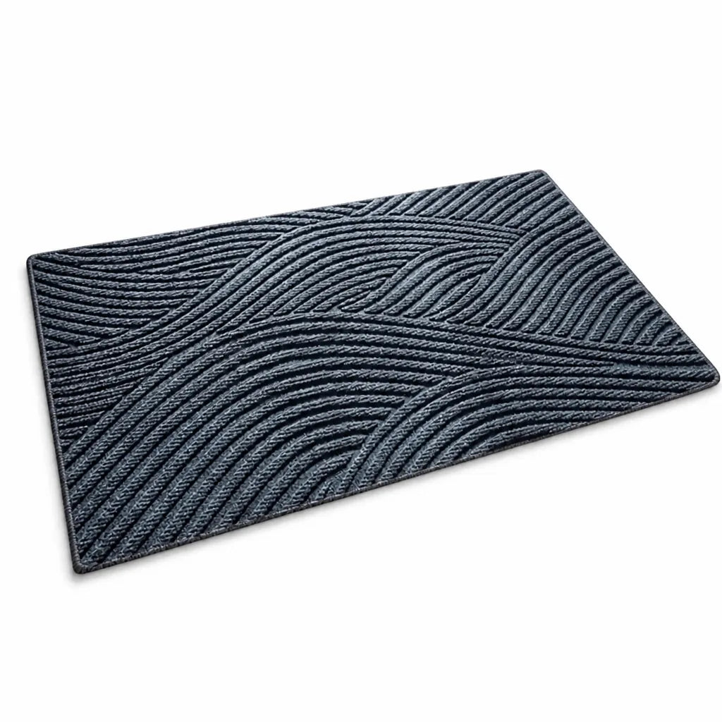 Textured Geometric Diagonal Striped Entryway Rug