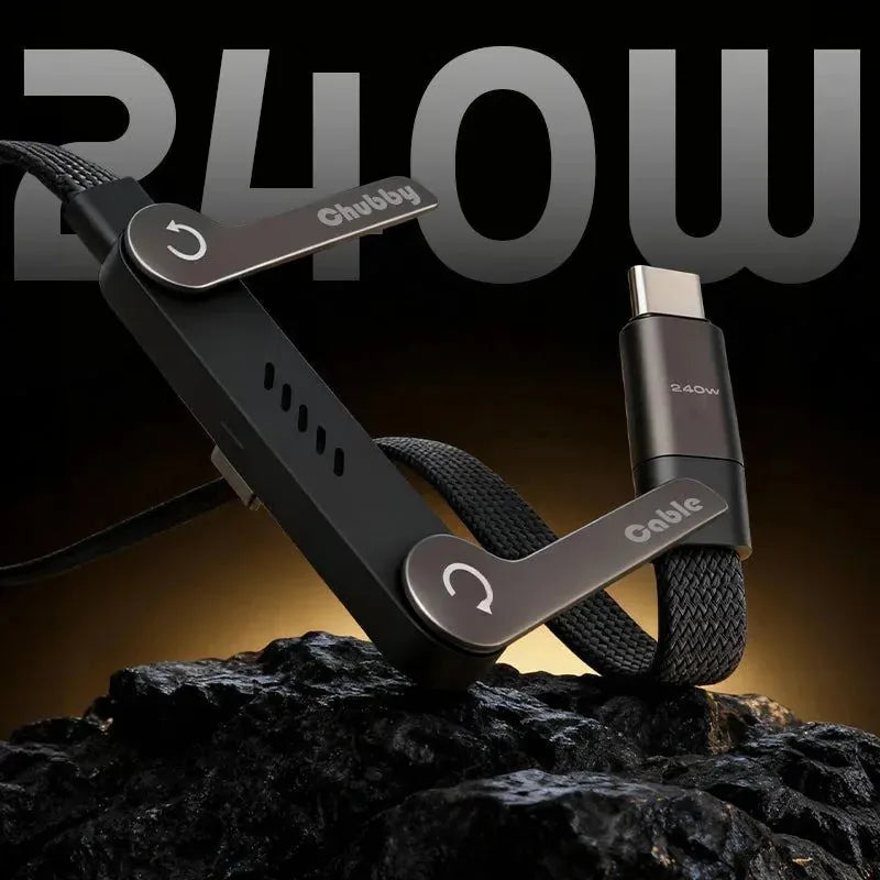 USB-C Charging Cable Built-In Phone Stand Braided 240W