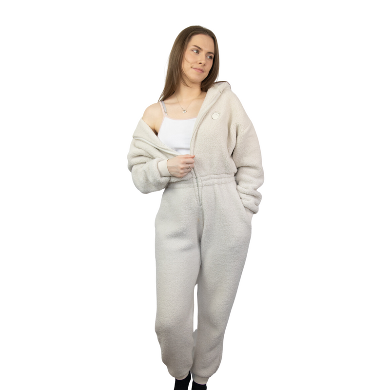 ULTIMATE SHERPA HOODED ONESIE - STONE