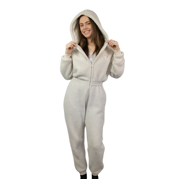 ULTIMATE SHERPA HOODED ONESIE - STONE