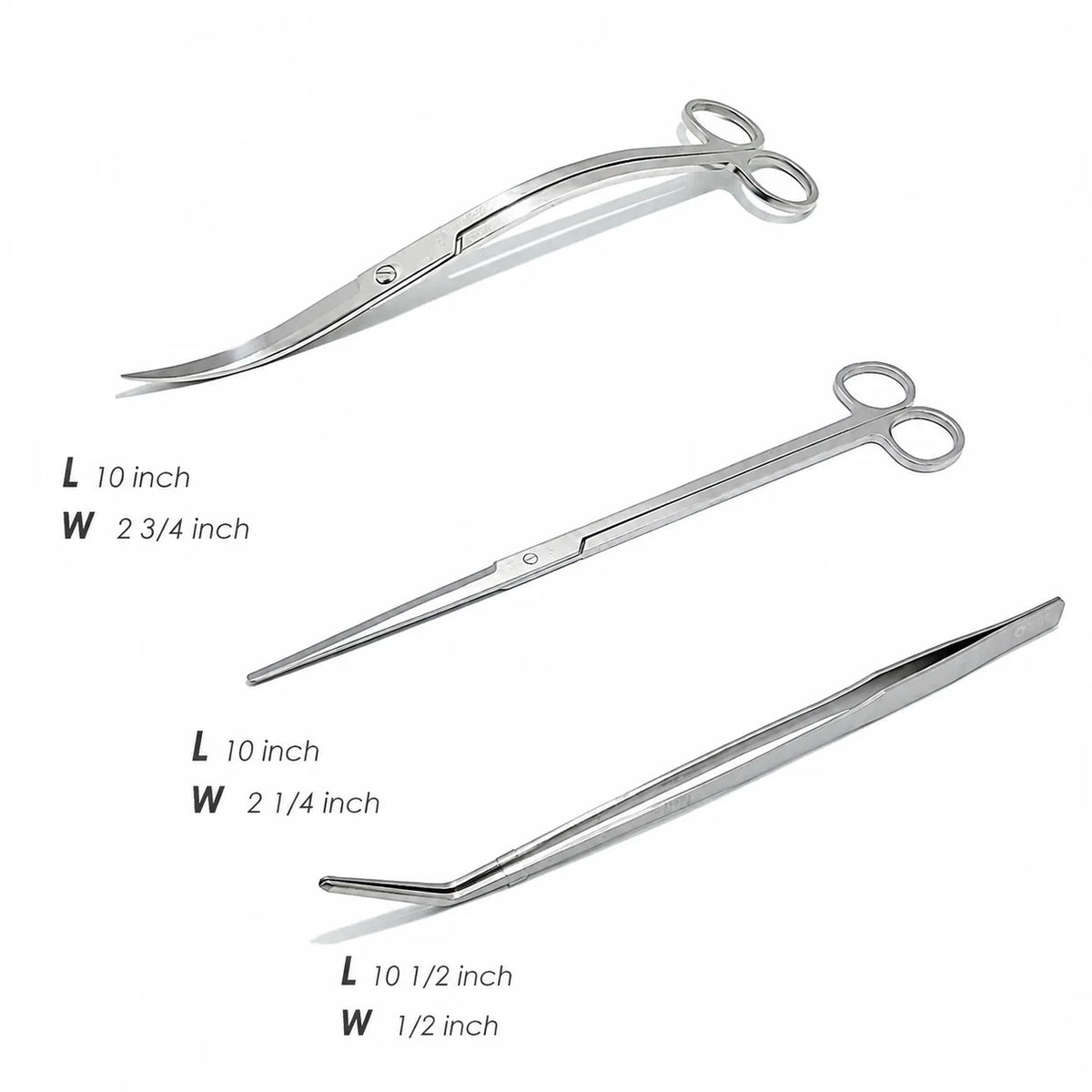 Aquarium Plant Care Tool Set Stainless Steel Ridged Grip