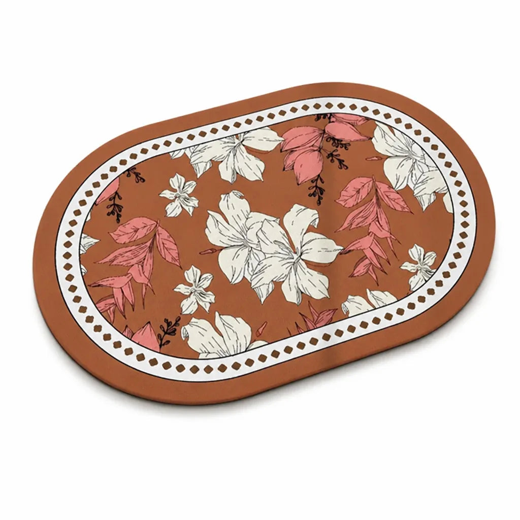 Area Rug French Country Floral Non-Slip Machine Washable