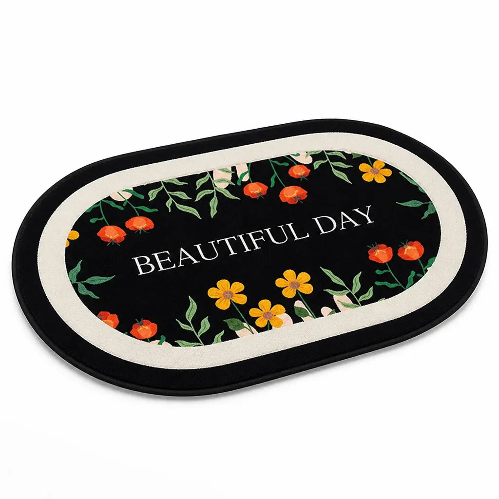 Area Rug French Country Floral Non-Slip Machine Washable