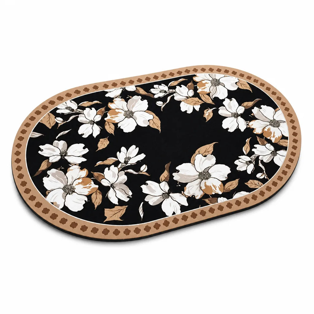 Area Rug French Country Floral Non-Slip Machine Washable