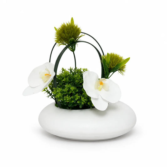 Artificial Flower Arrangement Lifelike White Vase & Modern Base