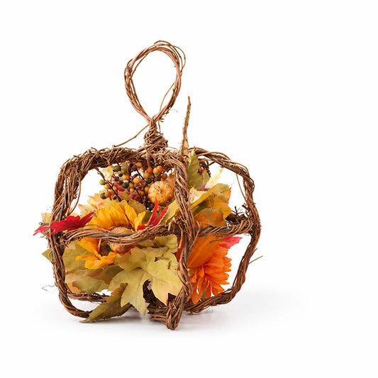 Autumn Floral and Pumpkin Wreath (Hanging Loop)