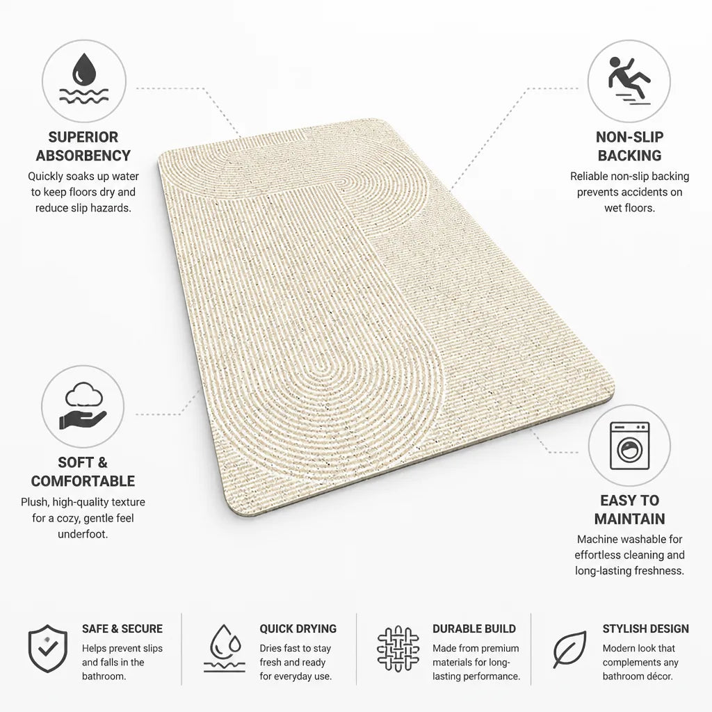 Bath Mat Plush & Absorbent Non-Slip Backing