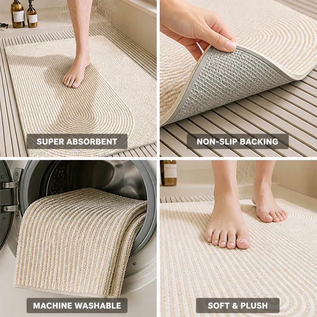 Bath Mat Super Absorbent Plush Non-Slip Backing