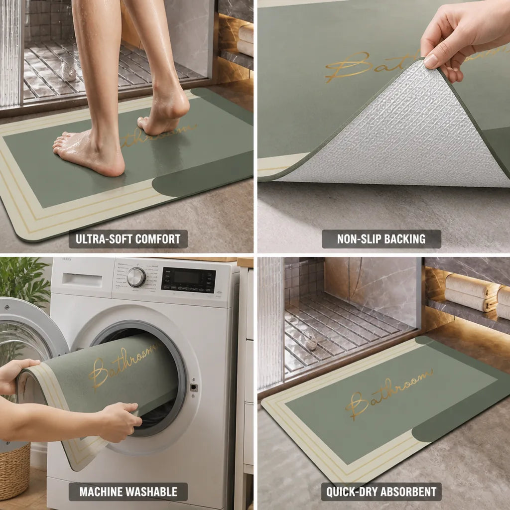 Bathroom Mat Ultra-Soft Non-Slip Backing Machine Washable