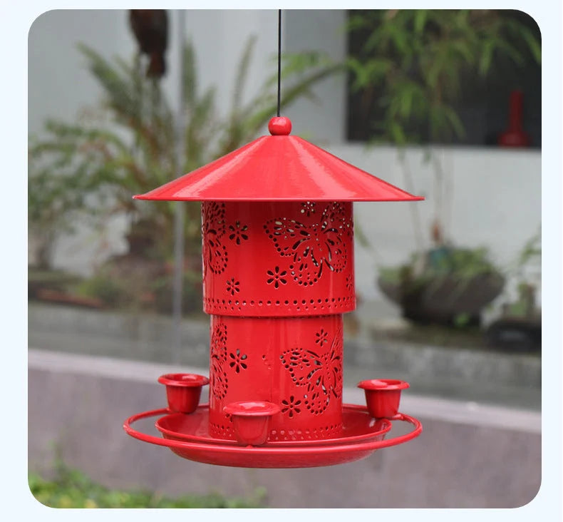 Bird Feeder Retractable Metal 32 Oz Capacity Three Water Cups