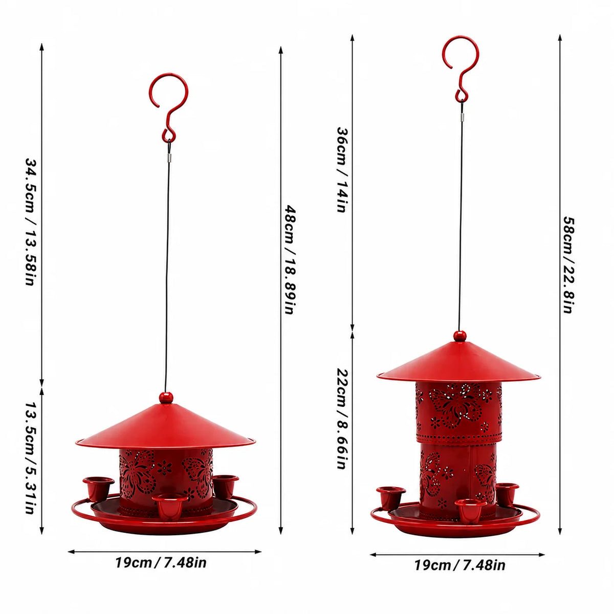 Bird Feeder Retractable Metal 32 Oz Capacity Three Water Cups