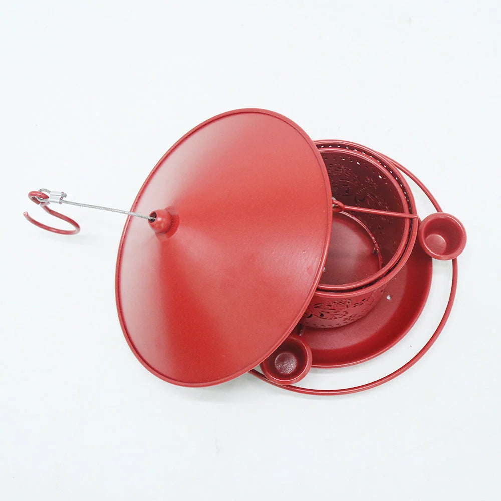 Bird Feeder Retractable Metal 32 Oz Capacity Three Water Cups