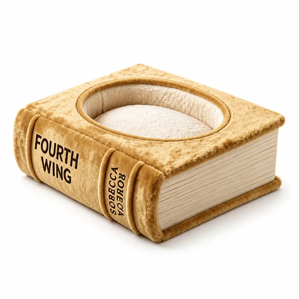 Book-Shaped Plush Nesting Cat Bed
