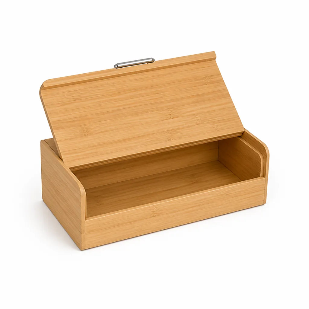 Bread Storage Box Wooden Flip-Top Lid