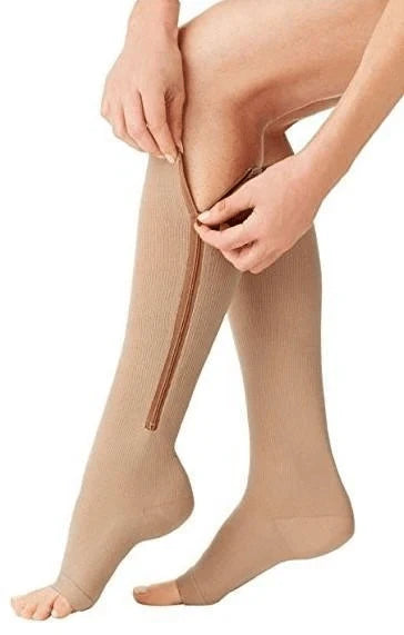 Compression Socks Graduated 20–30 mmHg Zip-Up Open-Toe
