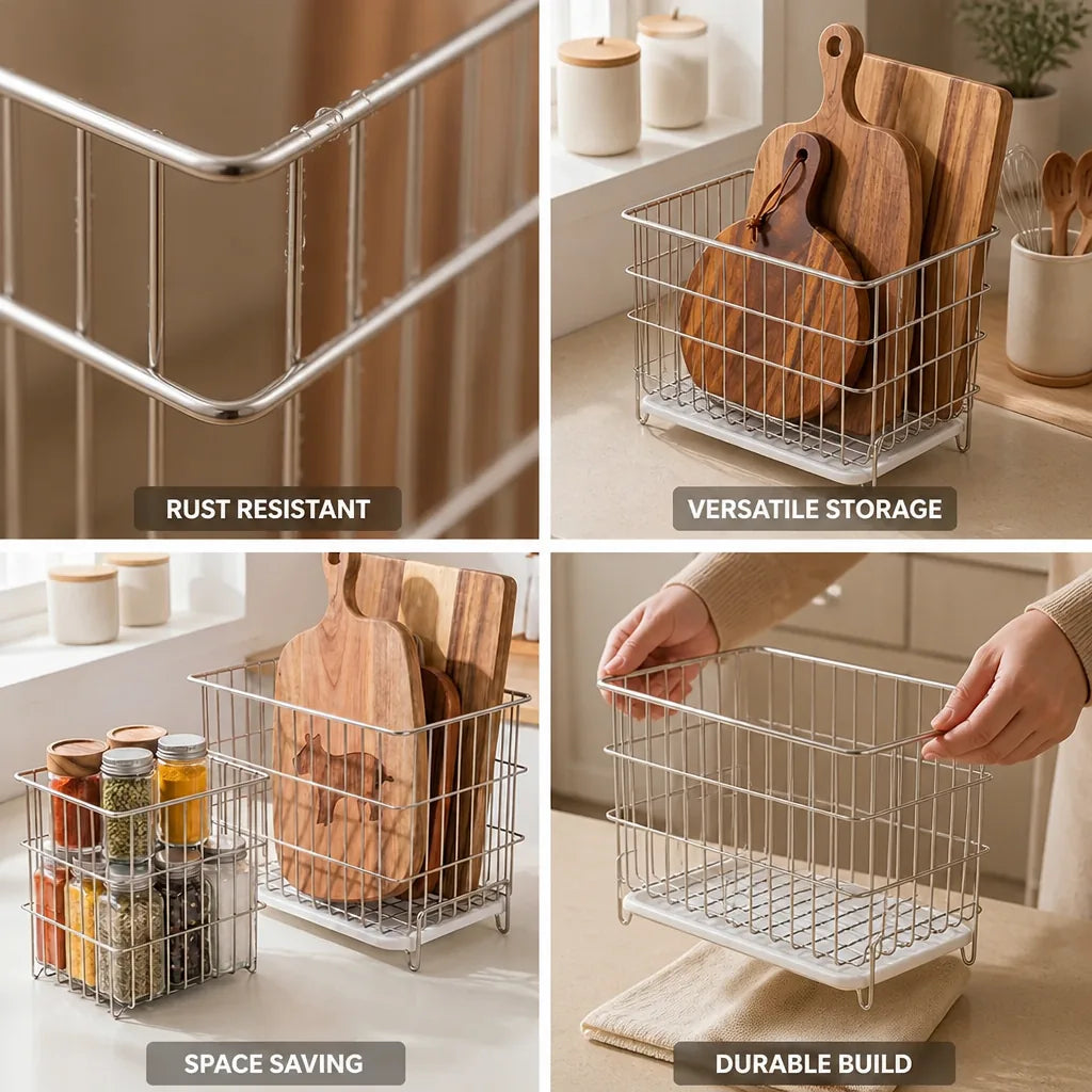 Countertop Organizer 304 Stainless Steel Holds Boards & Utensils