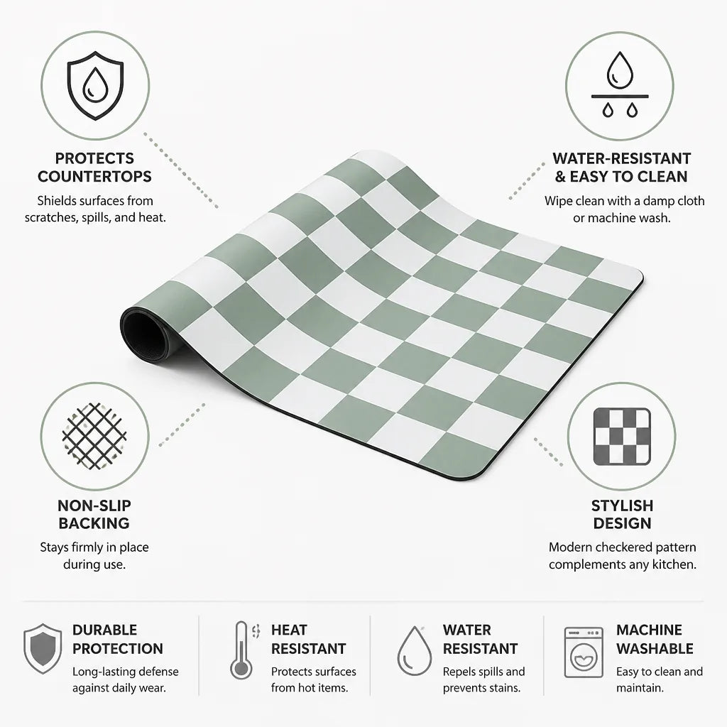 Countertop Protector Mat Checkered Water-Resistant & Non-Slip