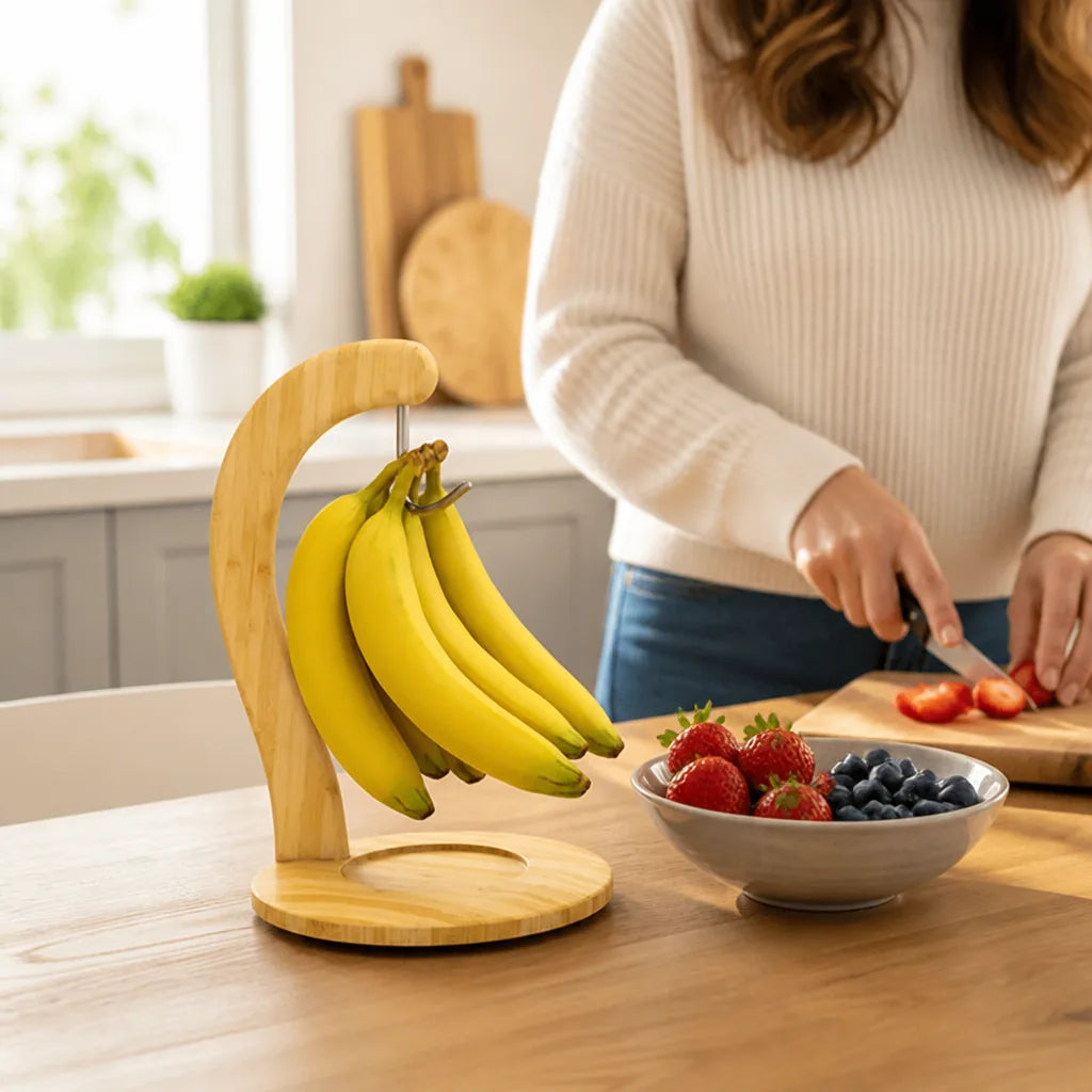 Curved Bamboo Banana Hanger Stand