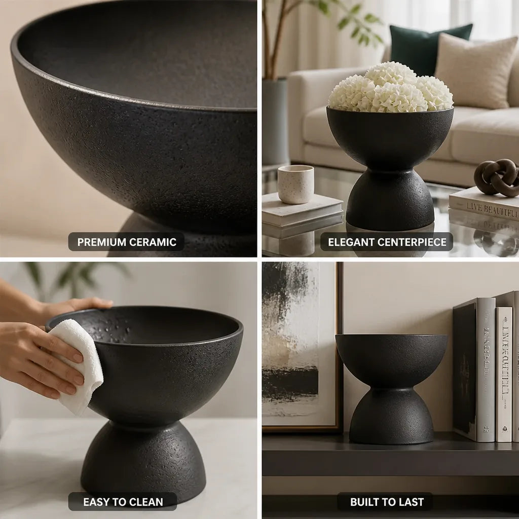 Decorative Bowl Ceramic Finish Elegant Centerpiece