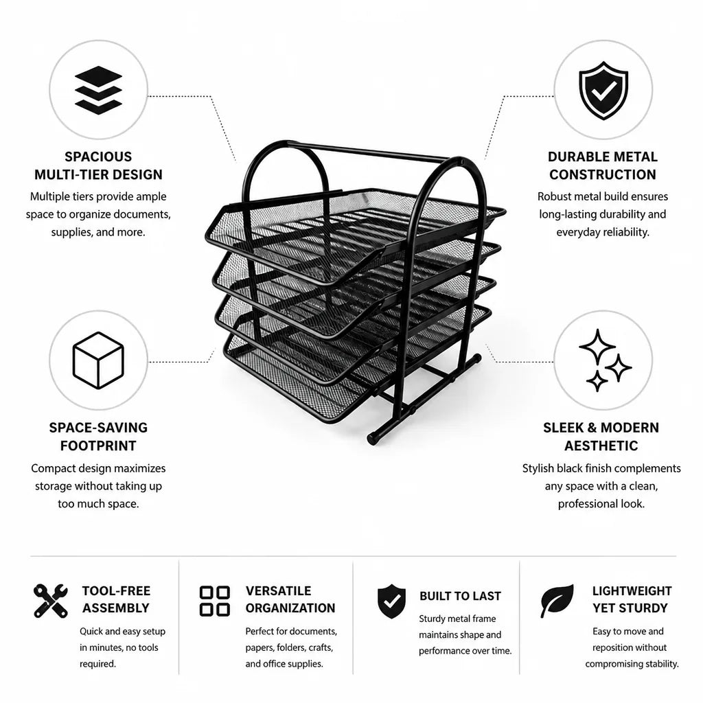 Desk Organizer Multi-Tier Metal Space-Saving